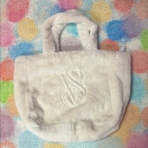 Victoria's Secret White Faux Fur Tote